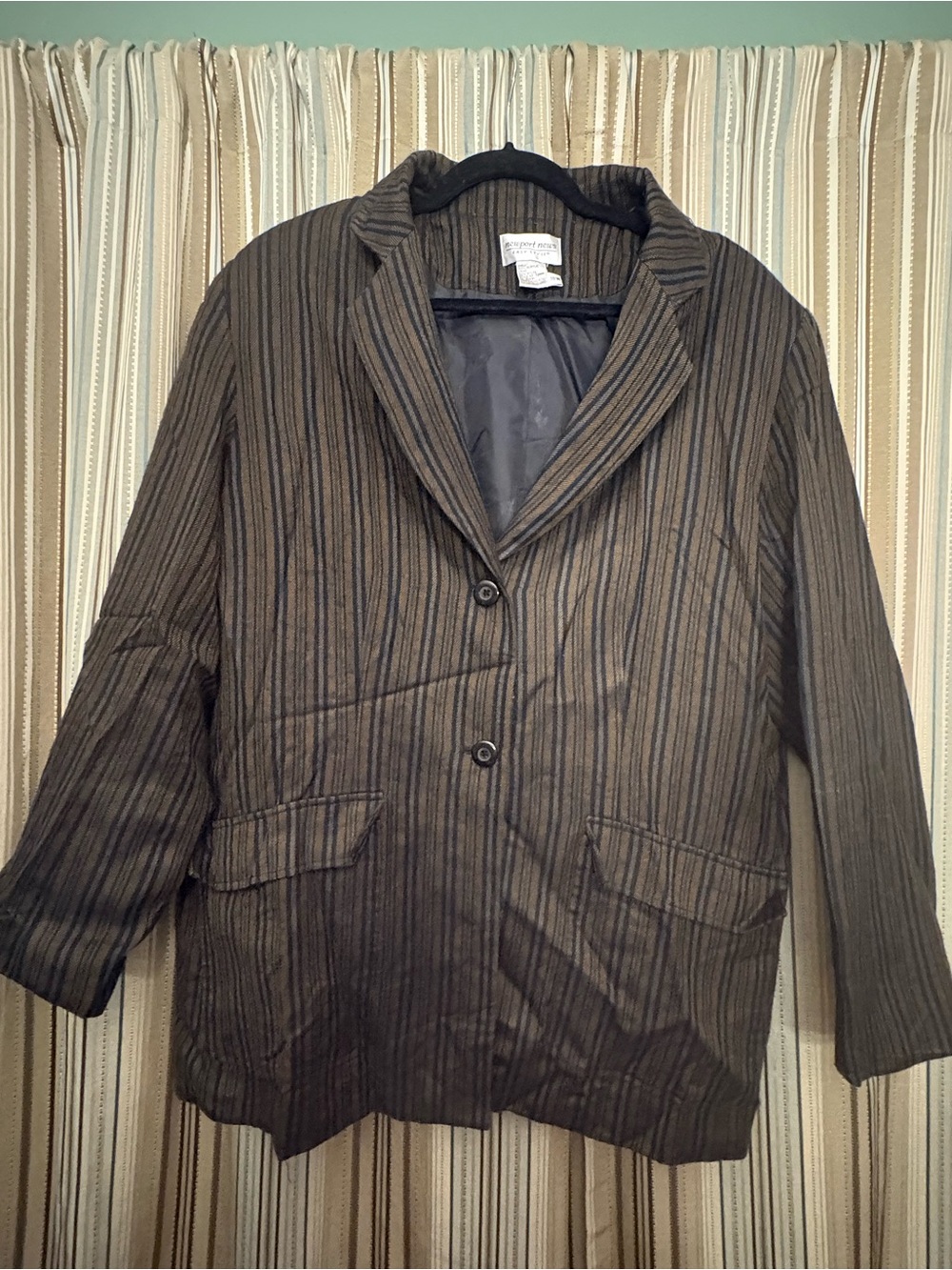 Newport News Brown and Black Striped Blazer Jacket